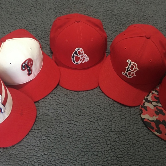 MLB All-Star Fitted Hats Size 7 1/8 & 7 1/4 Phillies Red Sox Orioles - Picture 1 of 4